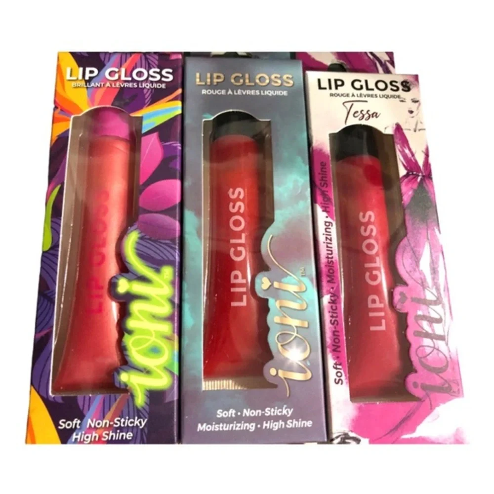3pk moisturizing non sticky high shine lip‎ gloss pink gold sheer red, Fuchsia